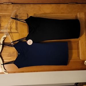 Authentic American Heritage Perfect Tunic Cami, Blue+Black, Sm, w built-in bra